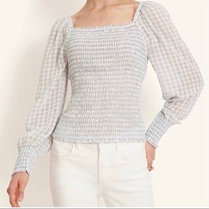 NWT - Ann Taylor - square neck smock top - long sleeves - L